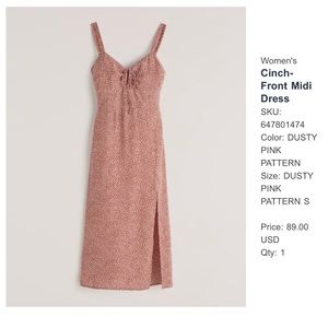 Abercrombie & Fitch Cinch Front Midi Dress Pink